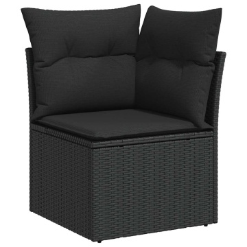 Set mobilier de grădină cu perne, 5 piese, negru, poliratan - Img 4