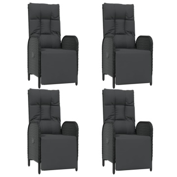Set mobilier de grădină cu perne, 5 piese, negru, poliratan - Img 4