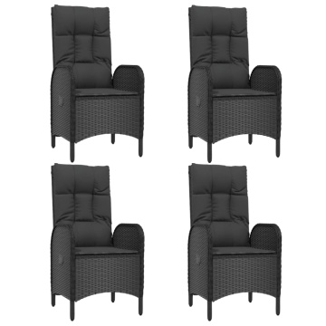 Set mobilier de grădină cu perne, 5 piese, negru, poliratan - Img 4