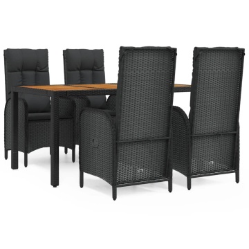 Set mobilier de grădină cu perne, 5 piese, negru, poliratan - Img 2