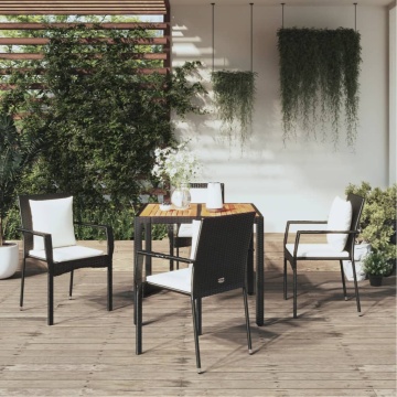 Set mobilier de grădină cu perne, 5 piese, negru, poliratan - Img 1