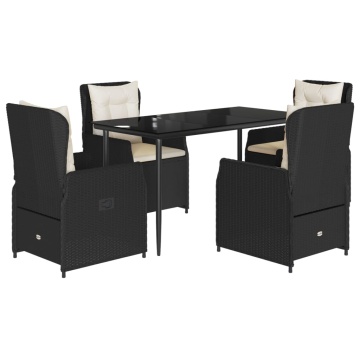 Set mobilier de grădină cu perne, 5 piese, negru, poliratan - Img 2