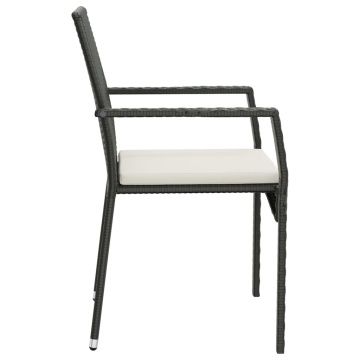 Set mobilier de grădină cu perne, 5 piese, negru, poliratan - Img 5