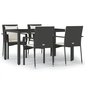 Set mobilier de grădină cu perne, 5 piese, negru, poliratan - Img 2