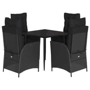 Set mobilier de grădină cu perne, 5 piese, negru, poliratan - Img 2