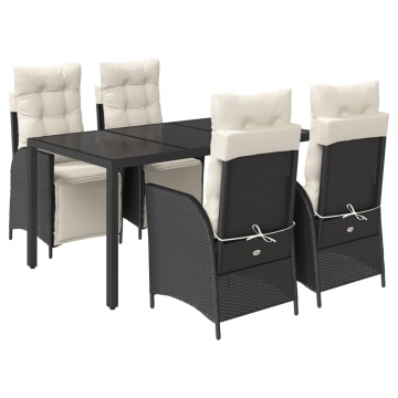 Set mobilier de grădină cu perne, 5 piese, negru, poliratan - Img 2