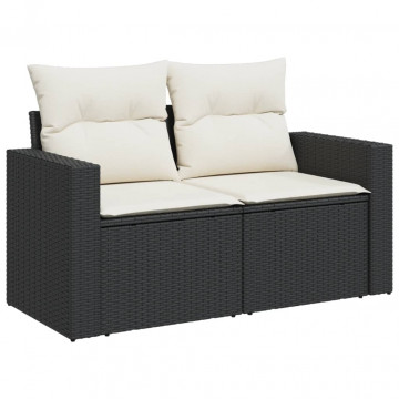 Set mobilier de grădină cu perne, 5 piese, negru, poliratan - Img 8