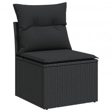 Set mobilier de grădină cu perne, 5 piese, negru, poliratan - Img 4