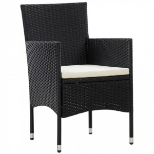 Set mobilier de grădină cu perne, 5 piese, negru, poliratan - Img 7