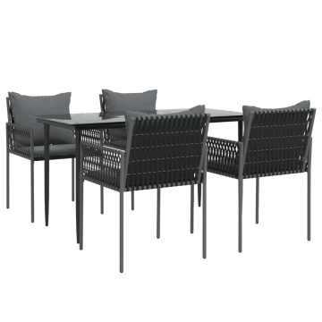 Set mobilier de grădină cu perne, 5 piese, poliratan și oțel - Img 3