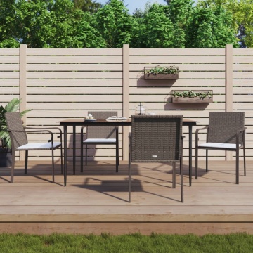 Set mobilier de grădină cu perne, 5 piese, poliratan și oțel - Img 1