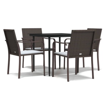 Set mobilier de grădină cu perne, 5 piese, poliratan și oțel - Img 2