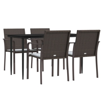 Set mobilier de grădină cu perne, 5 piese, poliratan și oțel - Img 3