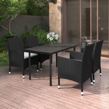 Set mobilier de grădină cu perne 5 piese poliratan & sticlă - Img 1