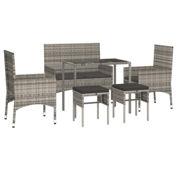 Set mobilier de grădină cu perne, 6 piese, gri, poliratan - Img 3