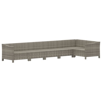 Set mobilier de grădină cu perne, 6 piese, gri, poliratan - Img 4