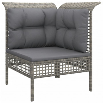 Set mobilier de grădină cu perne, 6 piese, gri, poliratan - Img 4