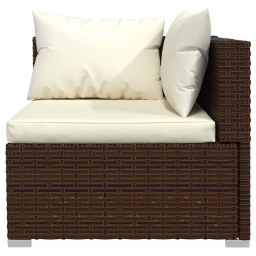 Set mobilier de grădină cu perne, 6 piese, maro, poliratan - Img 3