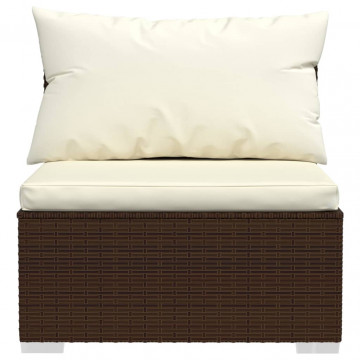 Set mobilier de grădină cu perne, 6 piese, maro, poliratan - Img 8