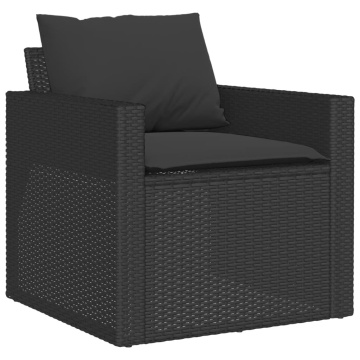 Set mobilier de grădină cu perne, 6 piese, negru, poliratan - Img 8