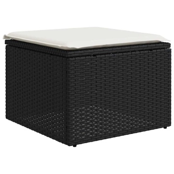 Set mobilier de grădină cu perne, 6 piese, negru, poliratan - Img 4
