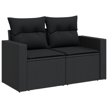Set mobilier de grădină cu perne, 6 piese, negru, poliratan - Img 5