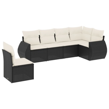 Set mobilier de grădină cu perne, 6 piese, negru, poliratan - Img 2