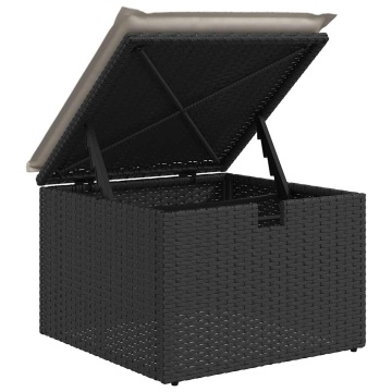 Set mobilier de grădină cu perne, 6 piese, negru, poliratan - Img 7