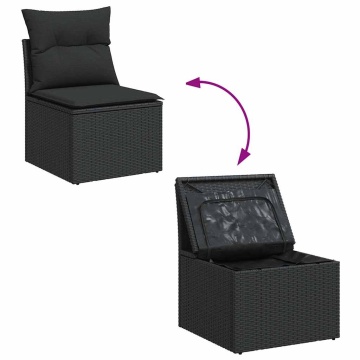 Set mobilier de grădină cu perne, 6 piese, negru, poliratan - Img 6
