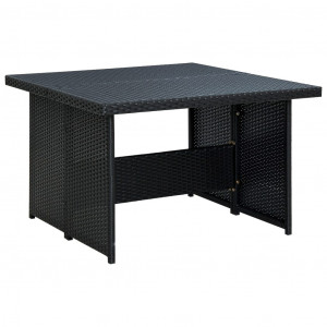 Set mobilier de grădină cu perne, 6 piese, negru, poliratan - Img 5
