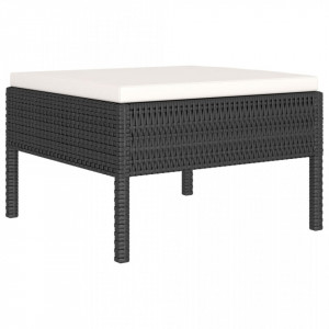 Set mobilier de grădină cu perne, 6 piese, negru, poliratan - Img 4
