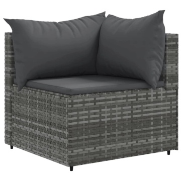 Set mobilier de grădină cu perne, 7 piese, gri, poliratan - Img 3