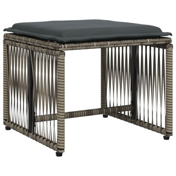Set mobilier de grădină cu perne, 7 piese, gri, poliratan - Img 4