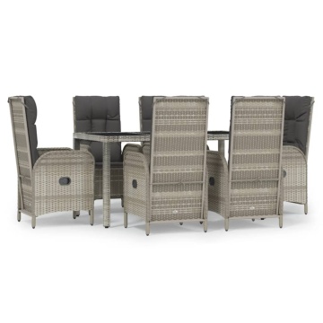 Set mobilier de grădină cu perne, 7 piese, gri, poliratan - Img 2