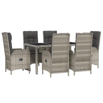 Set mobilier de grădină cu perne, 7 piese, gri, poliratan - Img 3