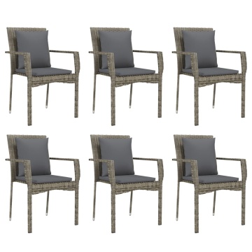 Set mobilier de grădină cu perne, 7 piese, gri, poliratan - Img 4