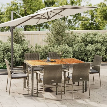 Set mobilier de grădină cu perne, 7 piese, gri, poliratan - Img 1
