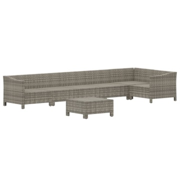 Set mobilier de grădină cu perne, 7 piese, gri, poliratan - Img 4