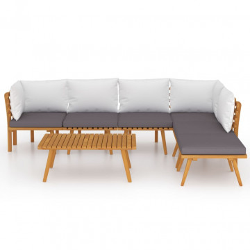 Set mobilier de grădină cu perne, 7 piese, lemn masiv acacia - Img 3