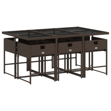 Set mobilier de grădină cu perne, 7 piese, maro, poliratan - Img 3