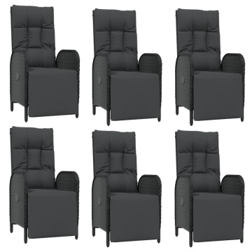 Set mobilier de grădină cu perne, 7 piese, negru, poliratan - Img 4