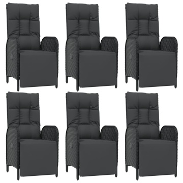Set mobilier de grădină cu perne, 7 piese, negru, poliratan - Img 4
