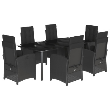 Set mobilier de grădină cu perne, 7 piese, negru, poliratan - Img 2