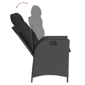 Set mobilier de grădină cu perne, 7 piese, negru, poliratan - Img 4