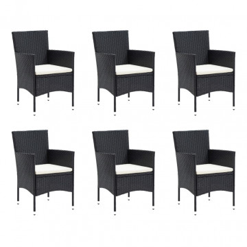 Set mobilier de grădină cu perne, 7 piese, negru, poliratan - Img 3
