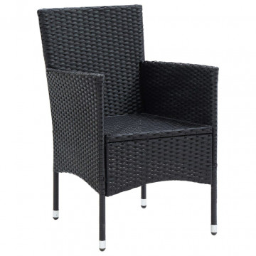 Set mobilier de grădină cu perne, 7 piese, negru, poliratan - Img 8