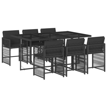 Set mobilier de grădină cu perne, 7 piese, negru, poliratan - Img 2