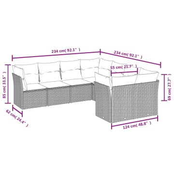 Set mobilier de grădină cu perne, 8 piese gri deschis poliratan - Img 3