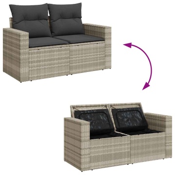 Set mobilier de grădină cu perne, 8 piese gri deschis poliratan - Img 7