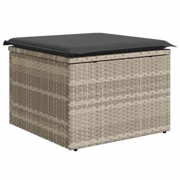 Set mobilier de grădină cu perne, 8 piese gri deschis poliratan - Img 8